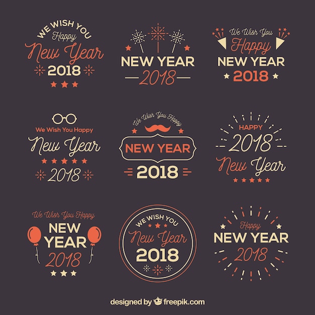 Free vector set of vintage new year badges