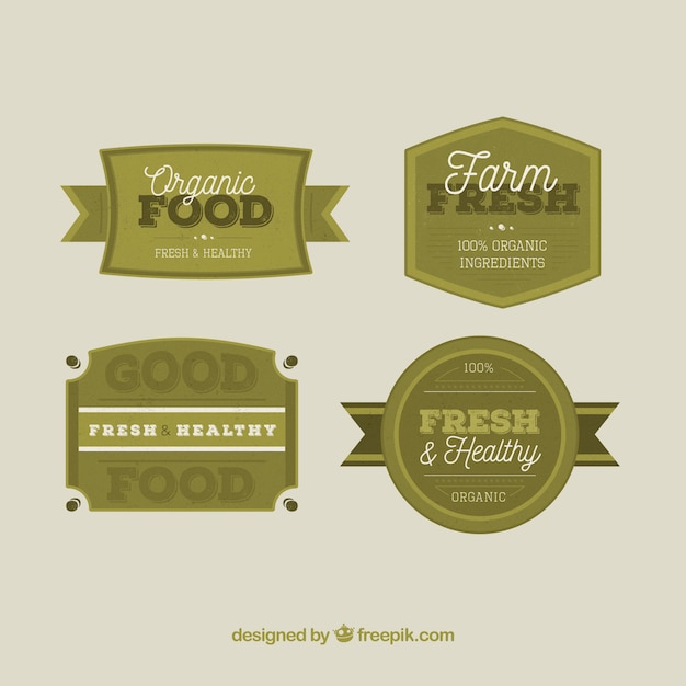 Free vector set of vintage organic food stickers