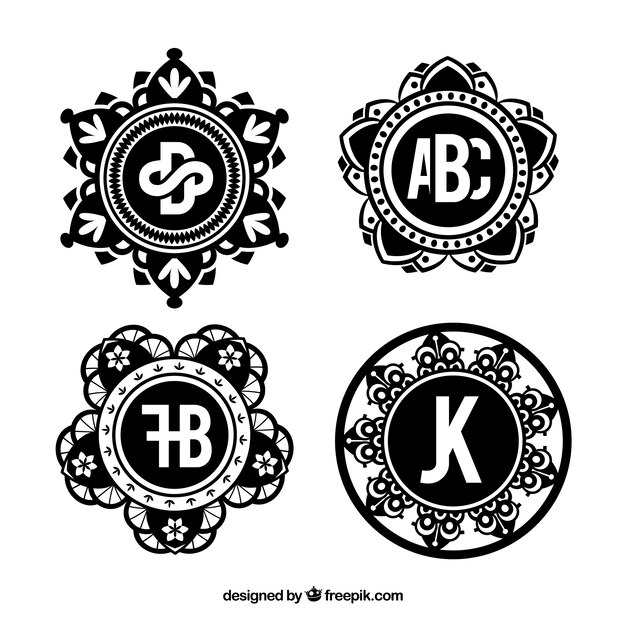 Set of vintage ornamental monograms