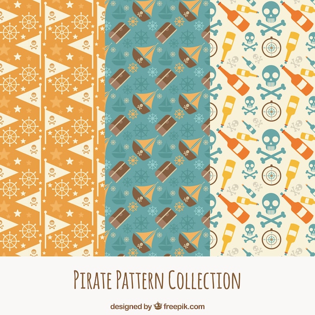 Set of vintage pirate patterns