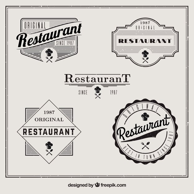 set of vintage restaurant badges