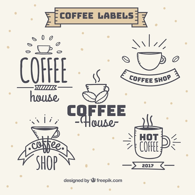 Set of vintage style coffee stickers