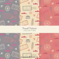 Free vector set of vintage travel patterns