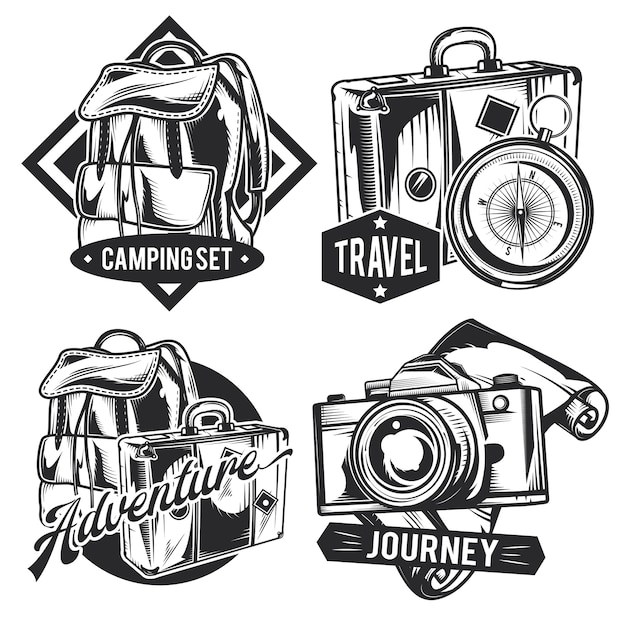 Free vector set of vintage travelling emblems