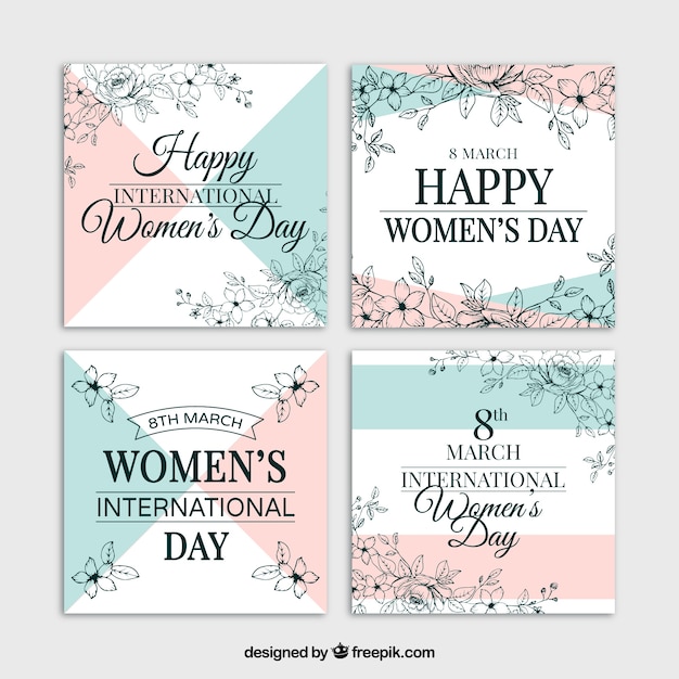 Free vector set of vintage woman's day cards