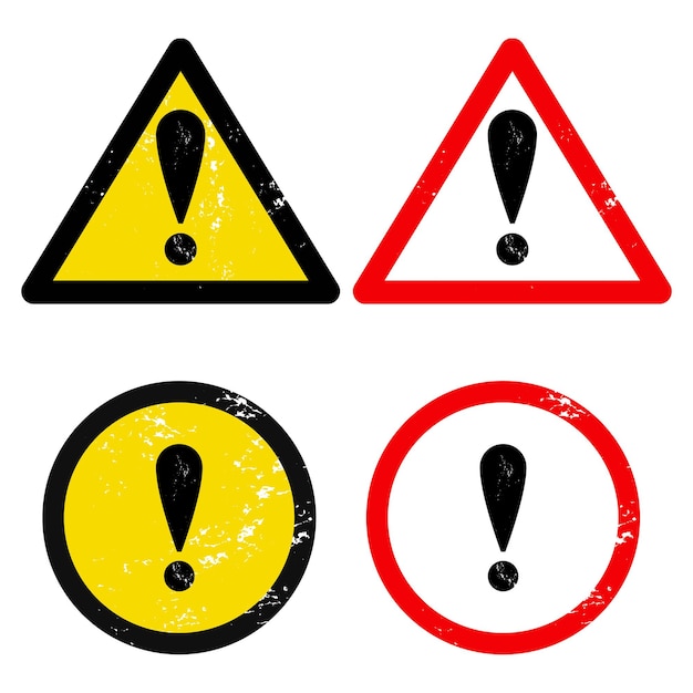 Set of warning signs stamp material