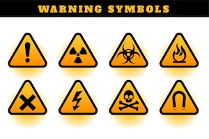 Set of warning symbols and icons