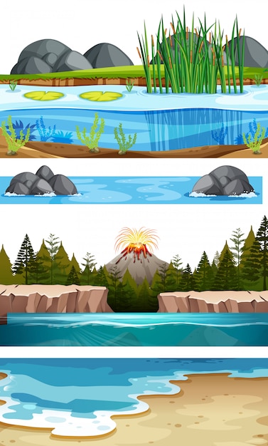 Free vector set of water scenes