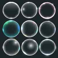 Free vector set of water or soap bubbles