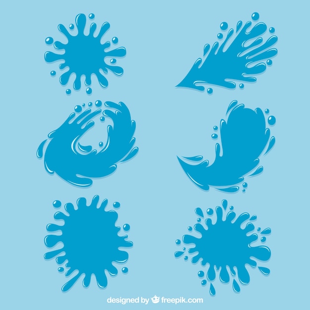 Free vector set of water splashs in flat style