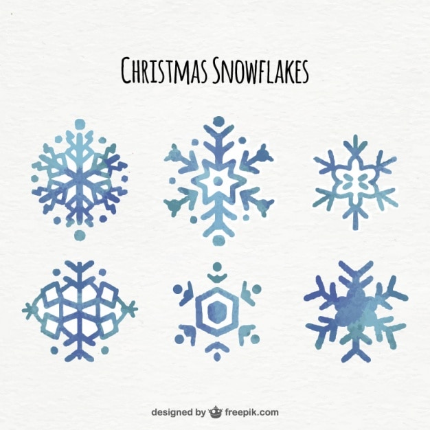 Free vector set of watercolor beautiful snowflakes