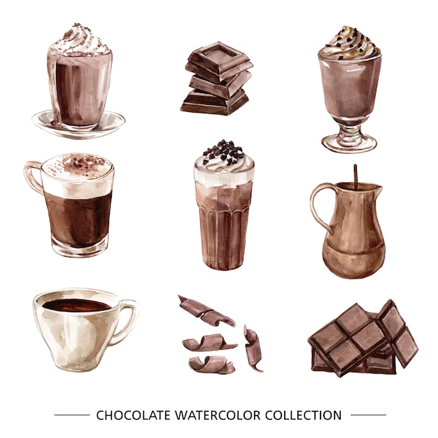 Free vector set of watercolor chocolate