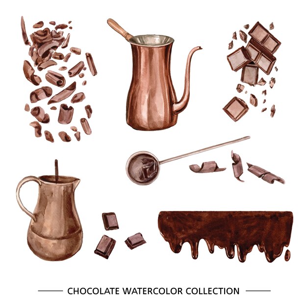 Set of watercolor chocolate