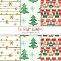 Free vector set of watercolor christmas patterns