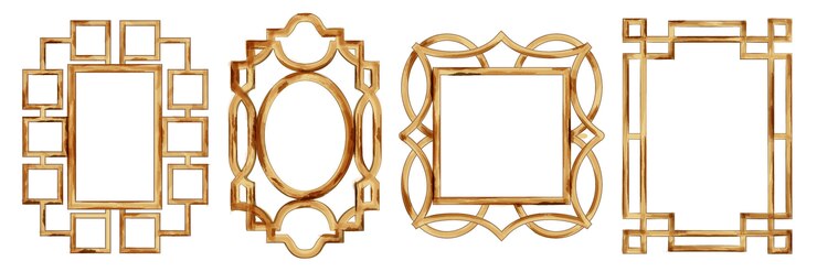 Free Vector set of watercolor circle and flower shaped frames