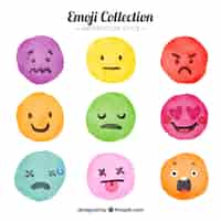 Free vector set of watercolor colorful emoticons