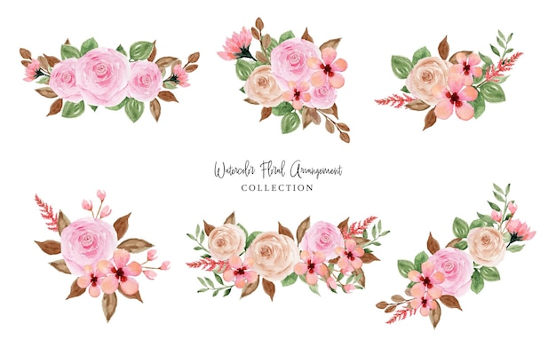 Free vector set of watercolor floral bouquet