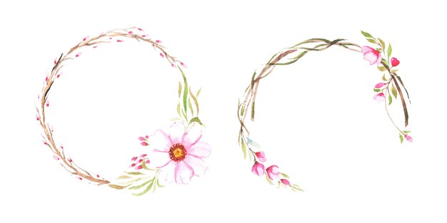 Set of watercolor floral frames