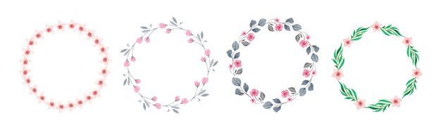 Set of watercolor floral wreaths