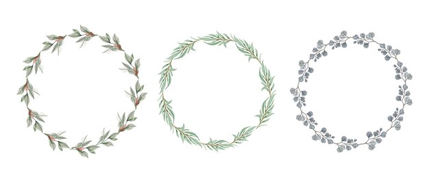 Set of watercolor floral wreaths