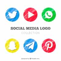 Free vector set of watercolor social network logos