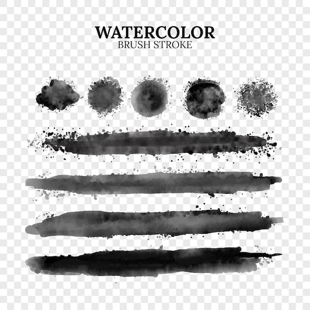 Free vector set of watercolor vector brush strokes.