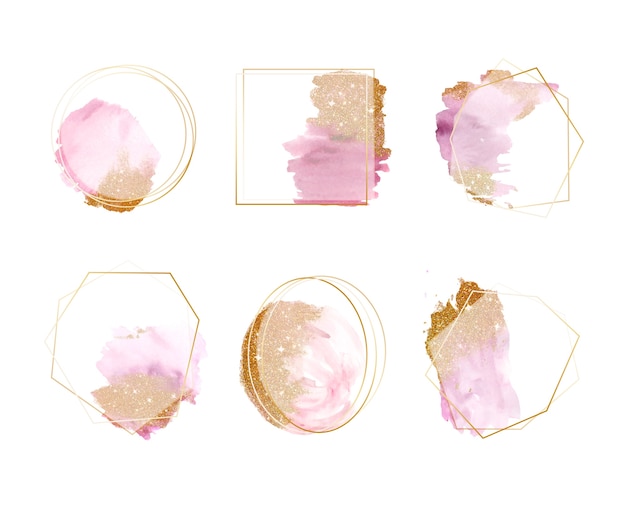 Free vector set of watercolour brush strokes frames