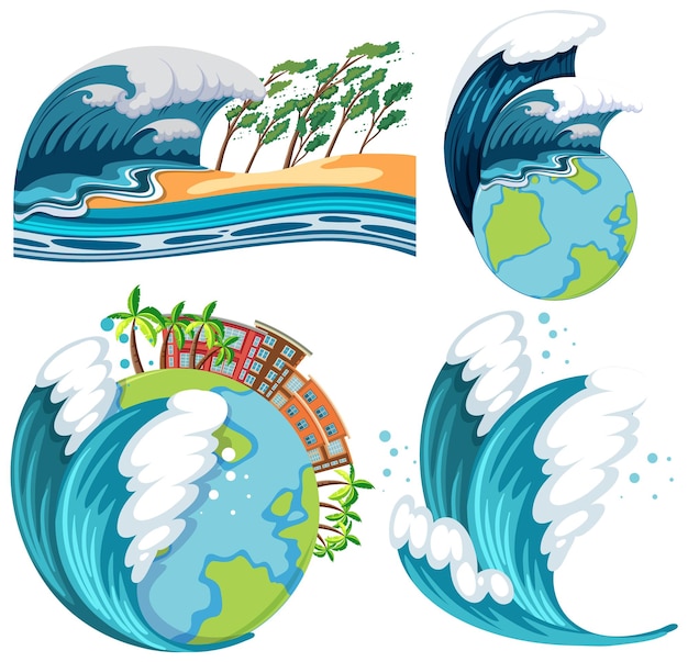 Free vector set of wave icon