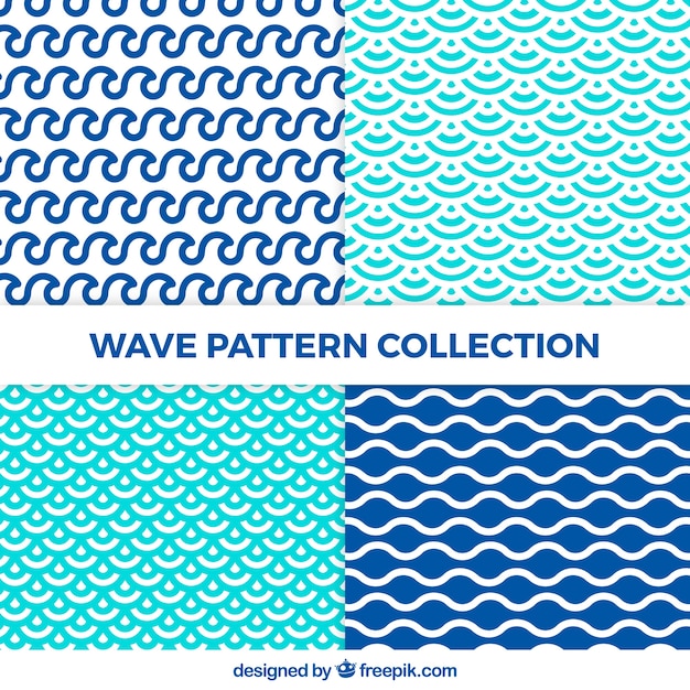 set of wave patterns with abstract shapes