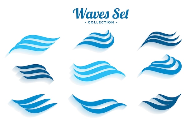 Free vector set of waves logo styles with shadow