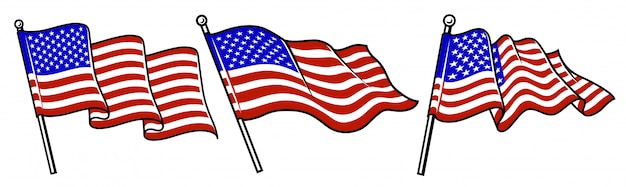 Набор размахивая флагами США.