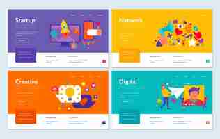 Free vector set of web banners digital marketing start up