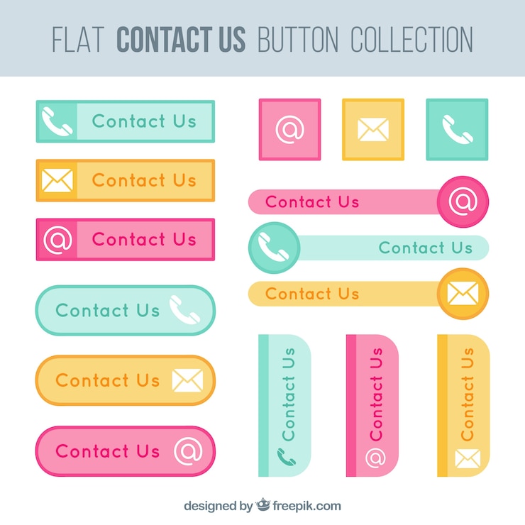 Free Vector set of web buttons contact us in flat design