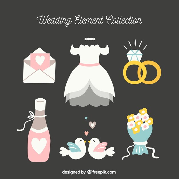 Set of wedding elements