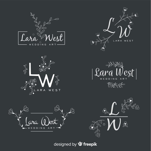 Set of wedding florist logos