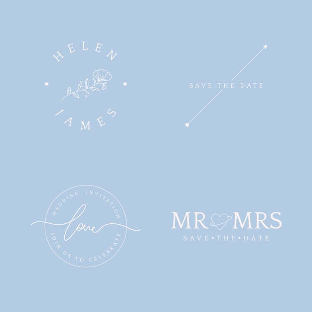 Set of wedding invitation badge design vector