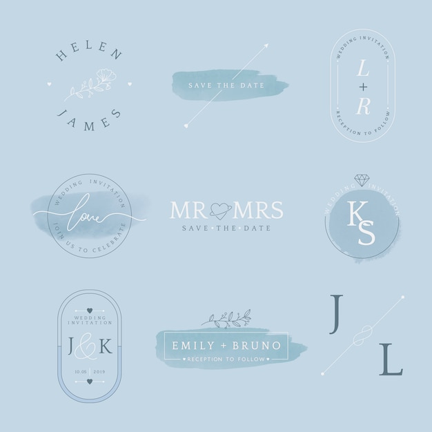 Free vector set of wedding invitation badge