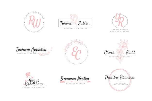 Free vector set of wedding monogram logos