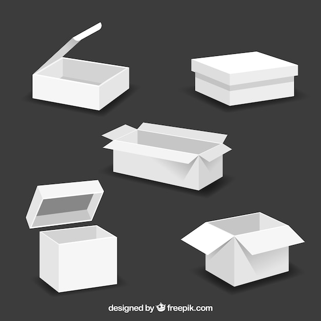 Free vector set of white boxes to shipping in flat style