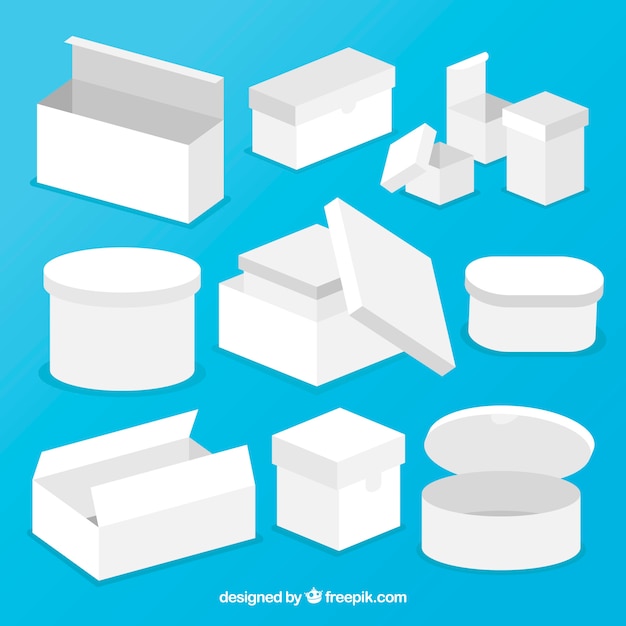 Набор белых коробок для доставки в плоском стиле