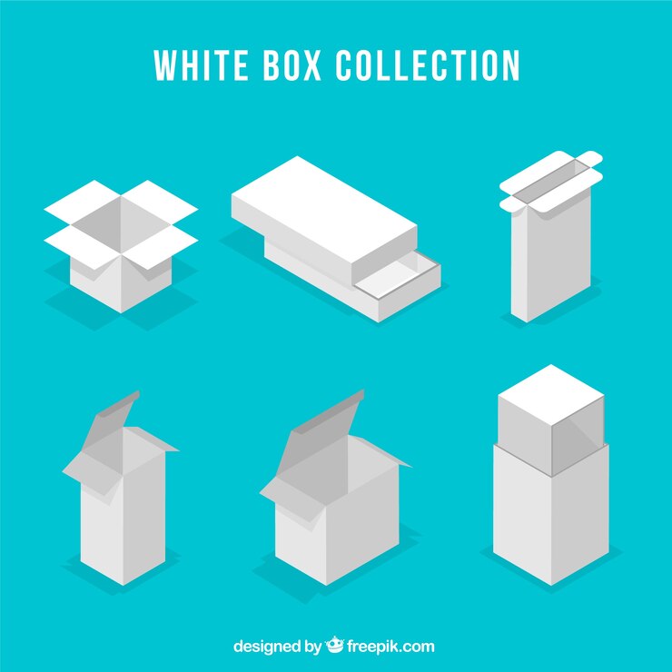 Free Vector set of white boxes to shipping in flat style