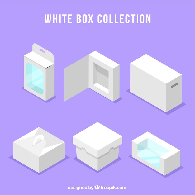 Set of white boxes to shipping in flat style