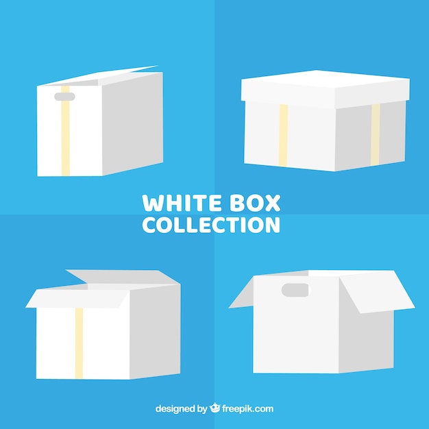 Set of white boxes to shipping in flat style