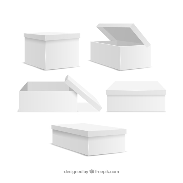 Set of white boxes to shipping in realistic style