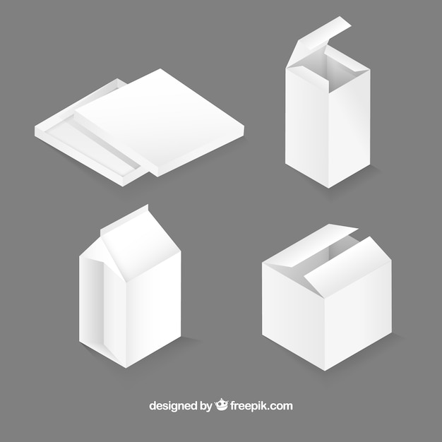 Set of white boxes to shipping in realistic style