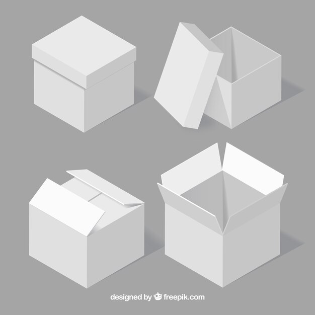 Free vector set of white boxes to shipping