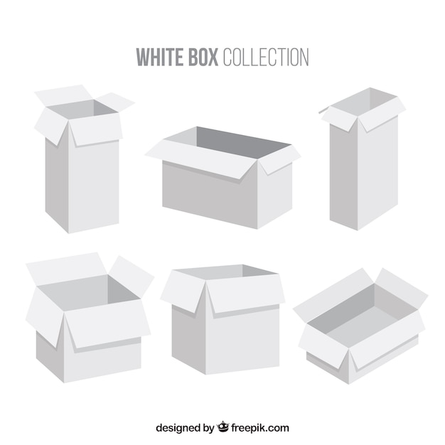 Set of white boxes to shipping