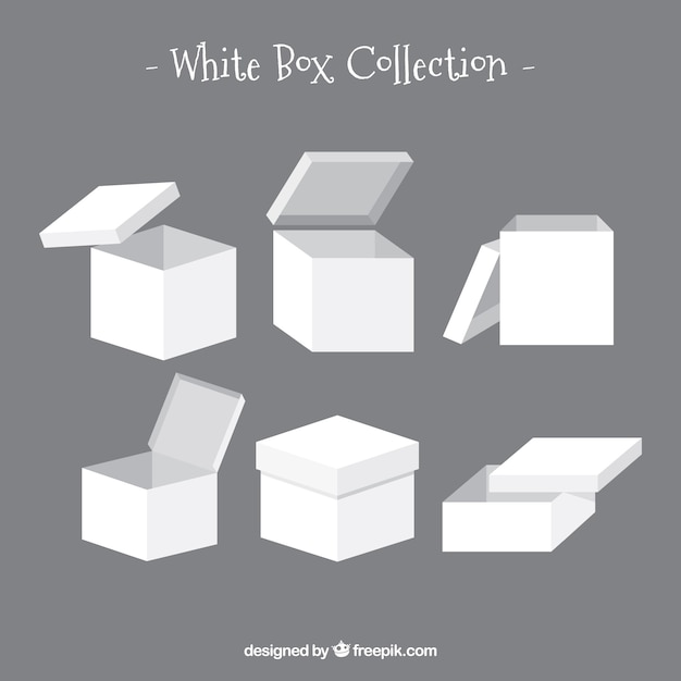 Set of white boxes to shipping