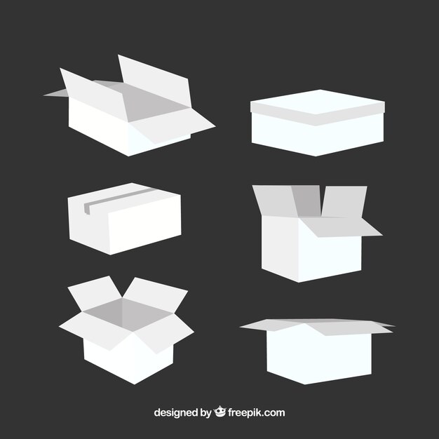 Set of white boxes to shipping