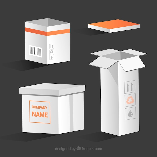 Free vector set of white boxes to shipping